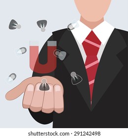 businessman / the attraction of the target / flat design / vector