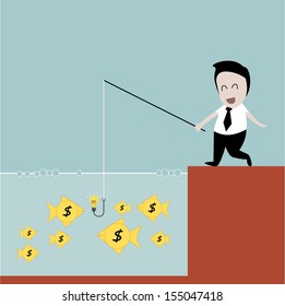 Businessman attracts money 
