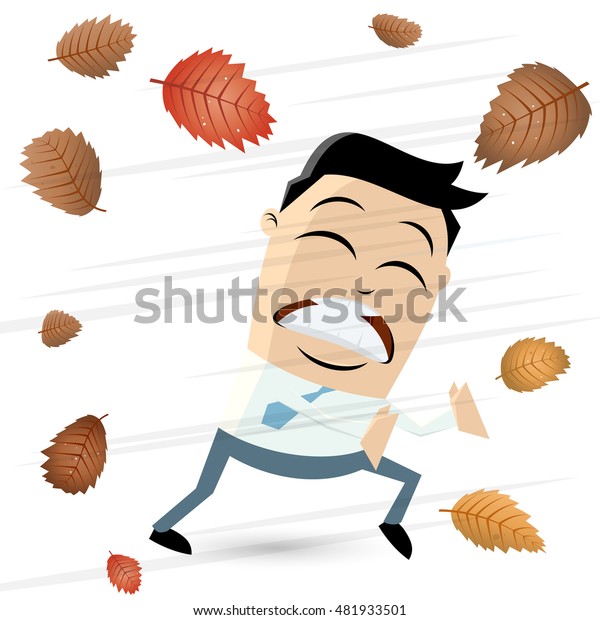 Businessman Autumn Storm Clipart Stock Vector Royalty Free