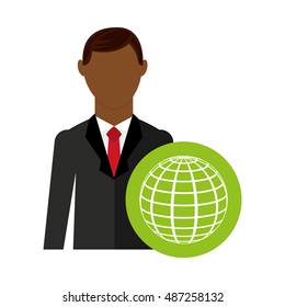 businessman avatar with business icon vector illustration design