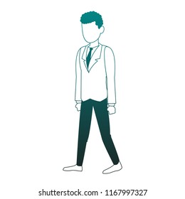 Businessman avatar cartoon blue lines