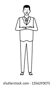 businessman avatar cartoon character black and white