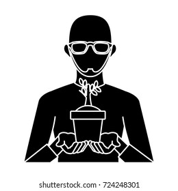 Businessman avatar cartoon holding savings