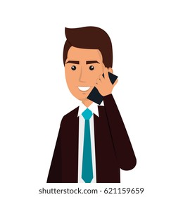 businessman avatar with cellphone icon