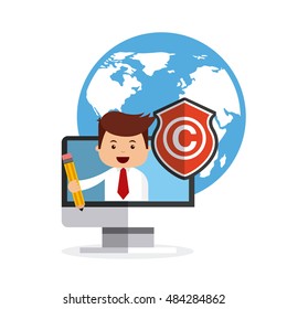businessman avatar with copyright concept vector illustration, eps10
