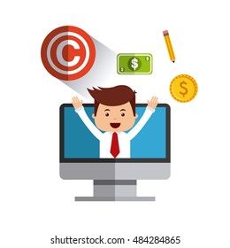 businessman avatar with copyright concept vector illustration, eps10