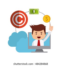 businessman avatar with copyright concept vector illustration, eps10