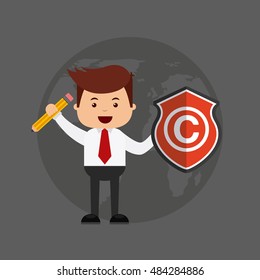 businessman avatar with copyright concept vector illustration, eps10