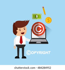 businessman avatar with copyright concept vector illustration, eps10