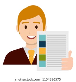 businessman avatar with financial document