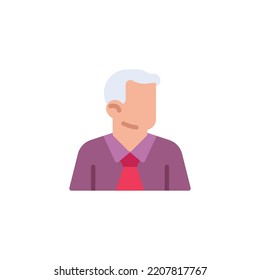 Icono plano de avatar de hombre de negocios, signo vectorial, Pictograma colorido de persona de negocios aislado en blanco. Símbolo, ilustración del logotipo. Diseño de estilo plano
