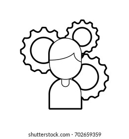 businessman avatar with gears