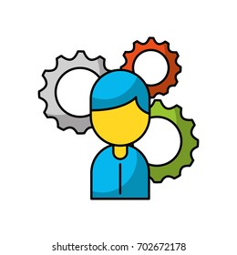 businessman avatar with gears