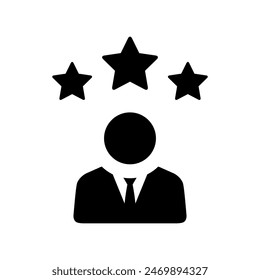 Businessman avatar icon with three stars. Employee silhouette feedback concept