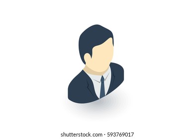 businessman avatar isometric flat icon. 3d vector colorful illustration. Pictogram isolated on white background