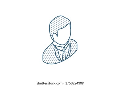 businessman avatar isometric icon. 3d vector illustration. Isolated line art technical drawing. Editable stroke