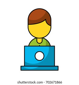 businessman avatar with laptop