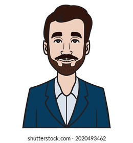 businessman avatar. suit, man, beard, comic. 