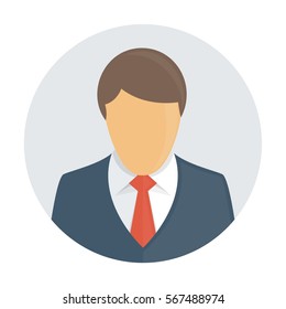 Businessman Avatar. Vector sign of man in Business suit. Male face icon in flat design. Man avatars profile concept. Concept of boss, office worker, manager, banker. Illustration EPS 10.