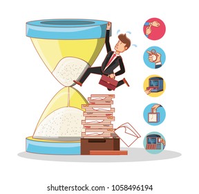 businessman avatar with work time elements