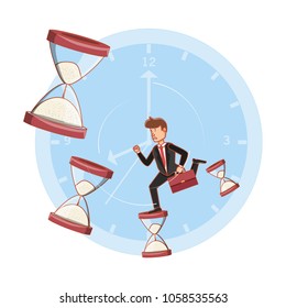 businessman avatar with work time elements