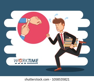 businessman avatar with work time elements