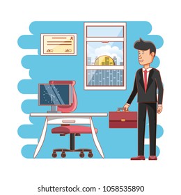 businessman avatar with work time elements