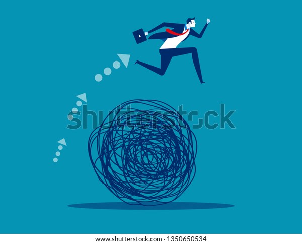 Businessman avoiding trouble.\
Concept business vector illustration, Mess, Doodle,\
Problem,\
\
