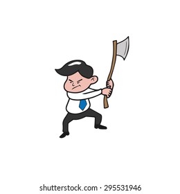 Businessman with axe cartoon vector