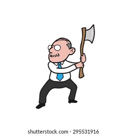 Businessman with axe old cartoon vector