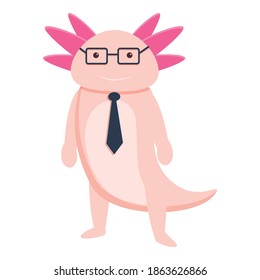 Icono del axolotl del hombre de negocios. Caricatura del empresario axolotl icono vector para diseño web aislado en fondo blanco