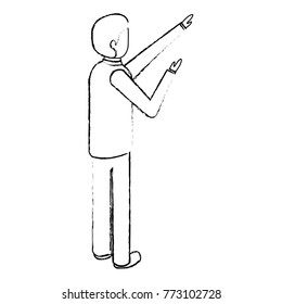 businessman back view standing isometric