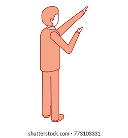 businessman back view standing isometric