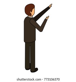 businessman back view standing isometric