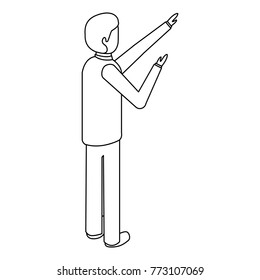 businessman back view standing isometric