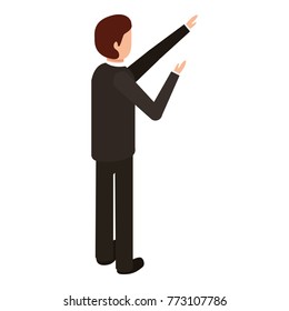 businessman back view standing isometric