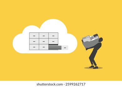 Businessman backup file upload on the cloud. concept of Data transfer via cloud technology , large online database with modern, fast and secure internet