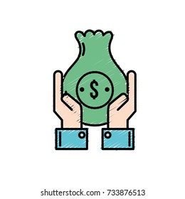 businessman with bag cash money and hands up