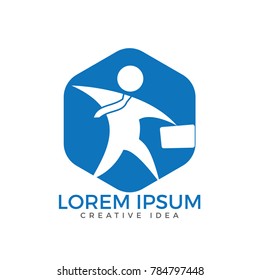 Businessman with bag logo design. People logo icon. Business logo sign. Human character logo sign.