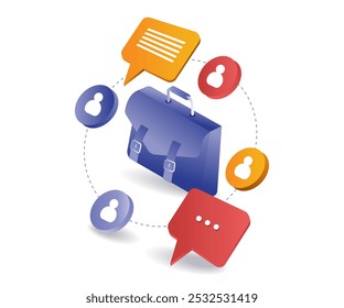 Businessman bag with symbol about business network