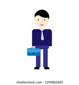 Businessman with bag vector illustration, flat design icon