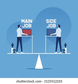 Businessman balance of main job and side job image, business concept