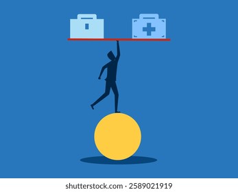 Businessman balances work and health .business concept