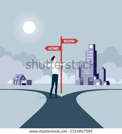 Businessman balancing between work and life in business concept