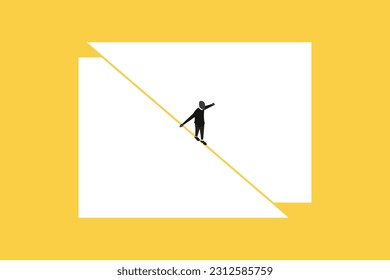 businessman balancing himself. work life balance career opportunity vector symbol. Job opportunity and career