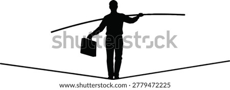 Businessman Balancing on Tightrope Symbolizing Risk and Confidence in Entrepreneurship