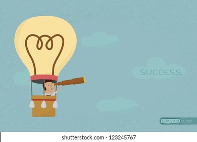 Businessman in balloon search to success , eps10 vector format