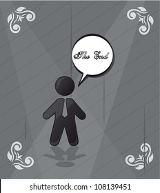 businessman with balloons text, the end. vector illustration