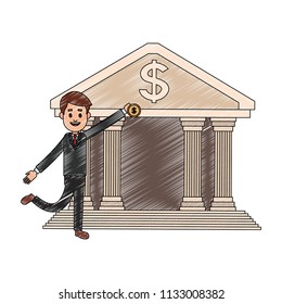 Businessman in the bank scribble