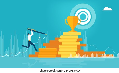 Businessman, banker drawing the growth line up symbolising great investment and successful deal
